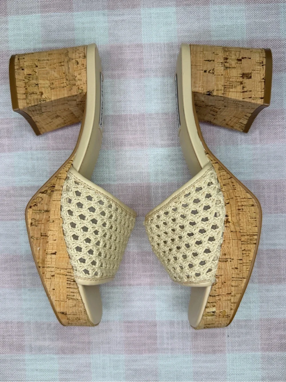 Steve Madden Corah Latticed Cork Platform Slide Sandals Natural Size 8.5